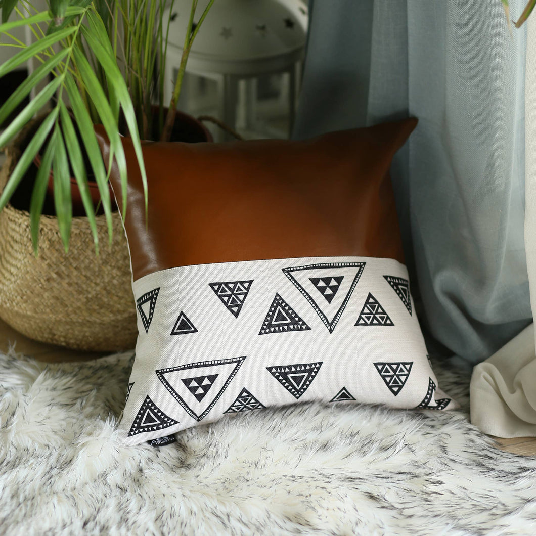 Decorative Vegan Faux Leather Throw Pillow Cover